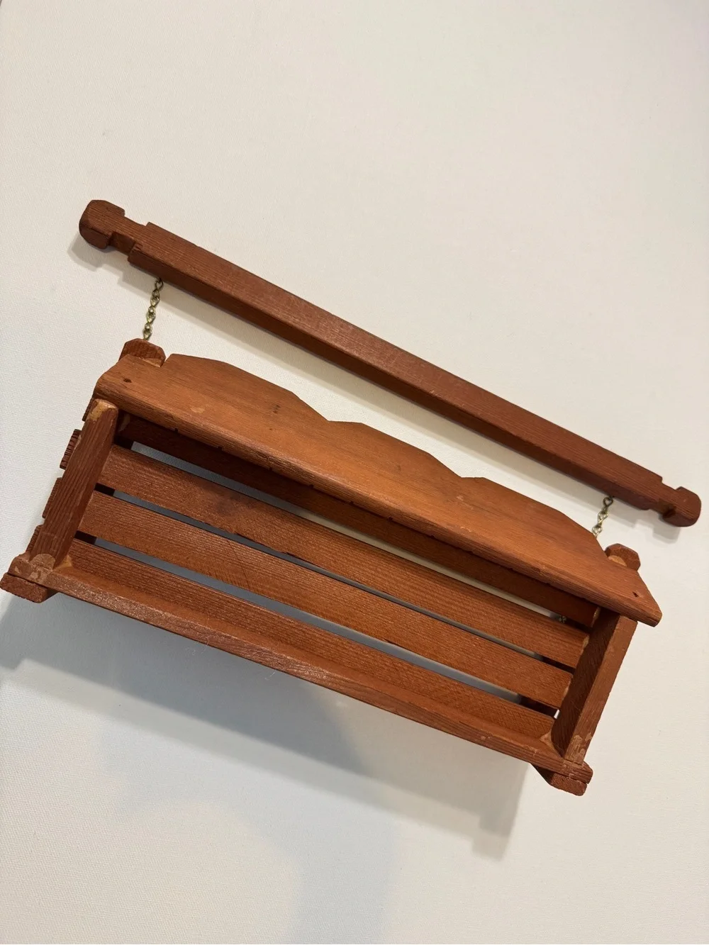 Handcrafted Vintage Wooden Doll Hanging Swing 11.5”